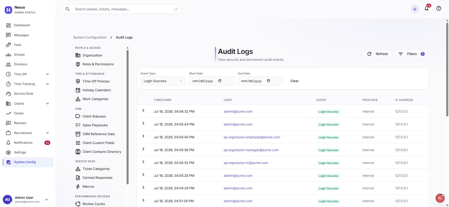 Filtered security audit log