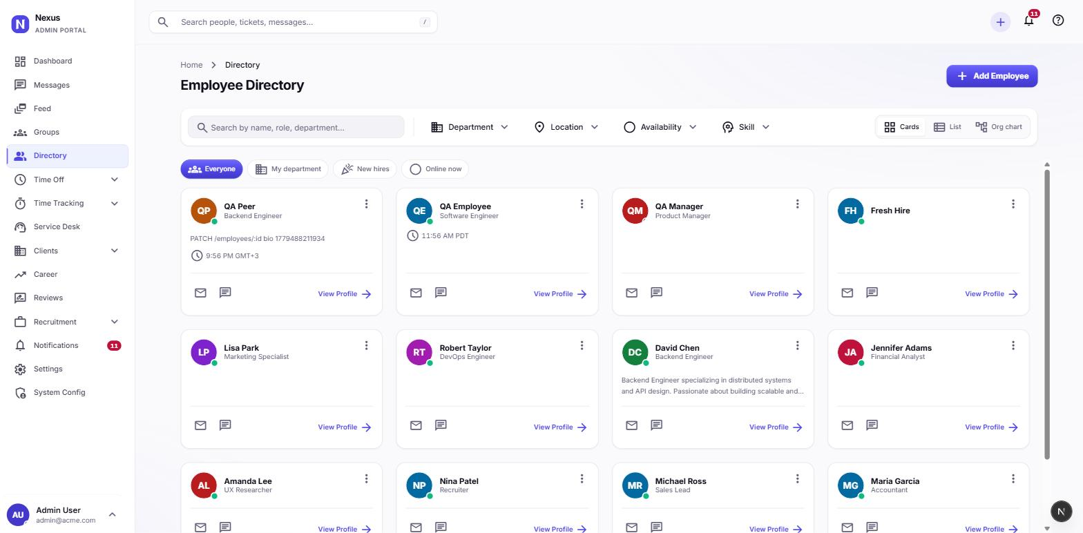 Searchable employee directory