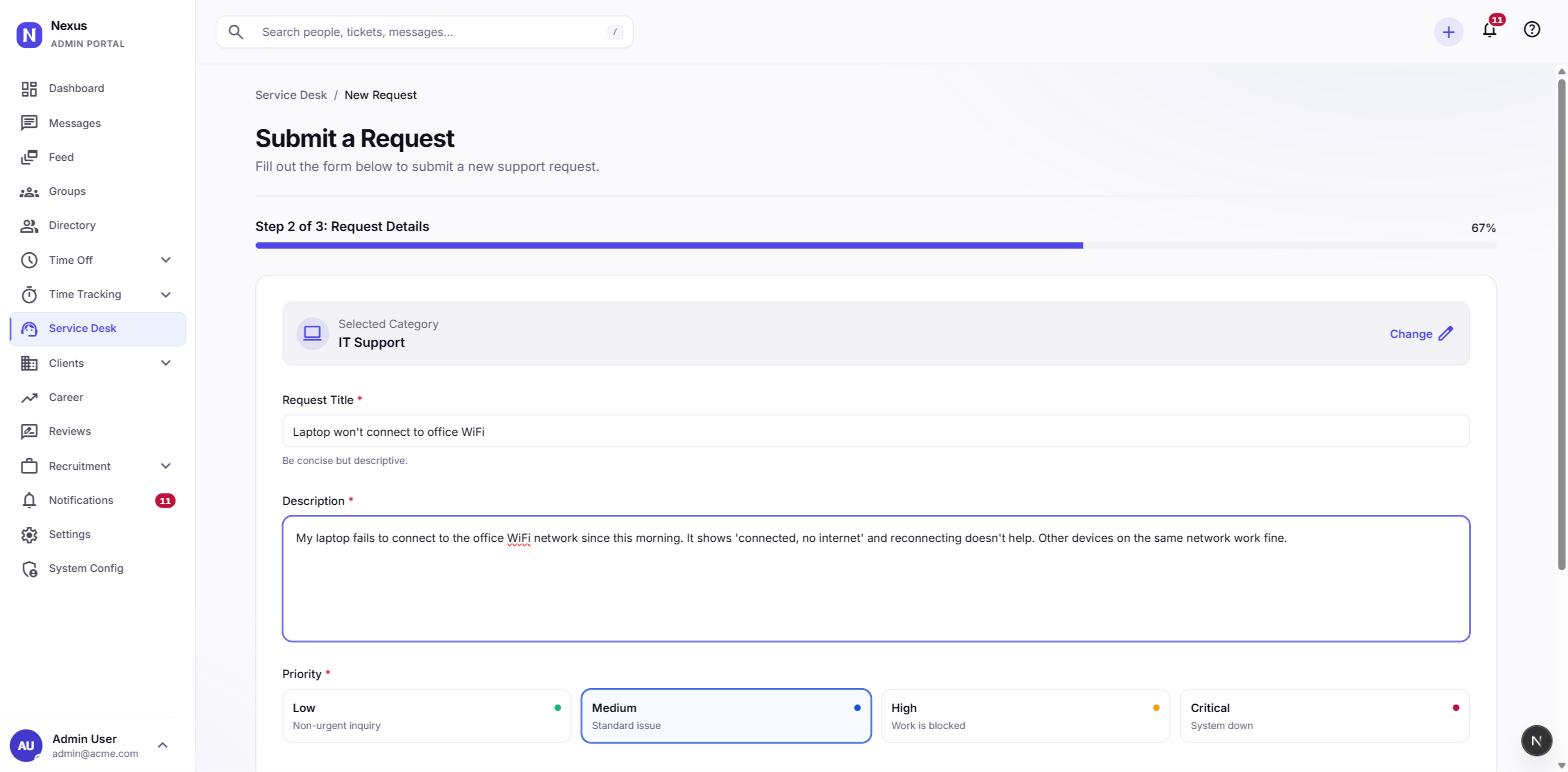 Service-request details and priority