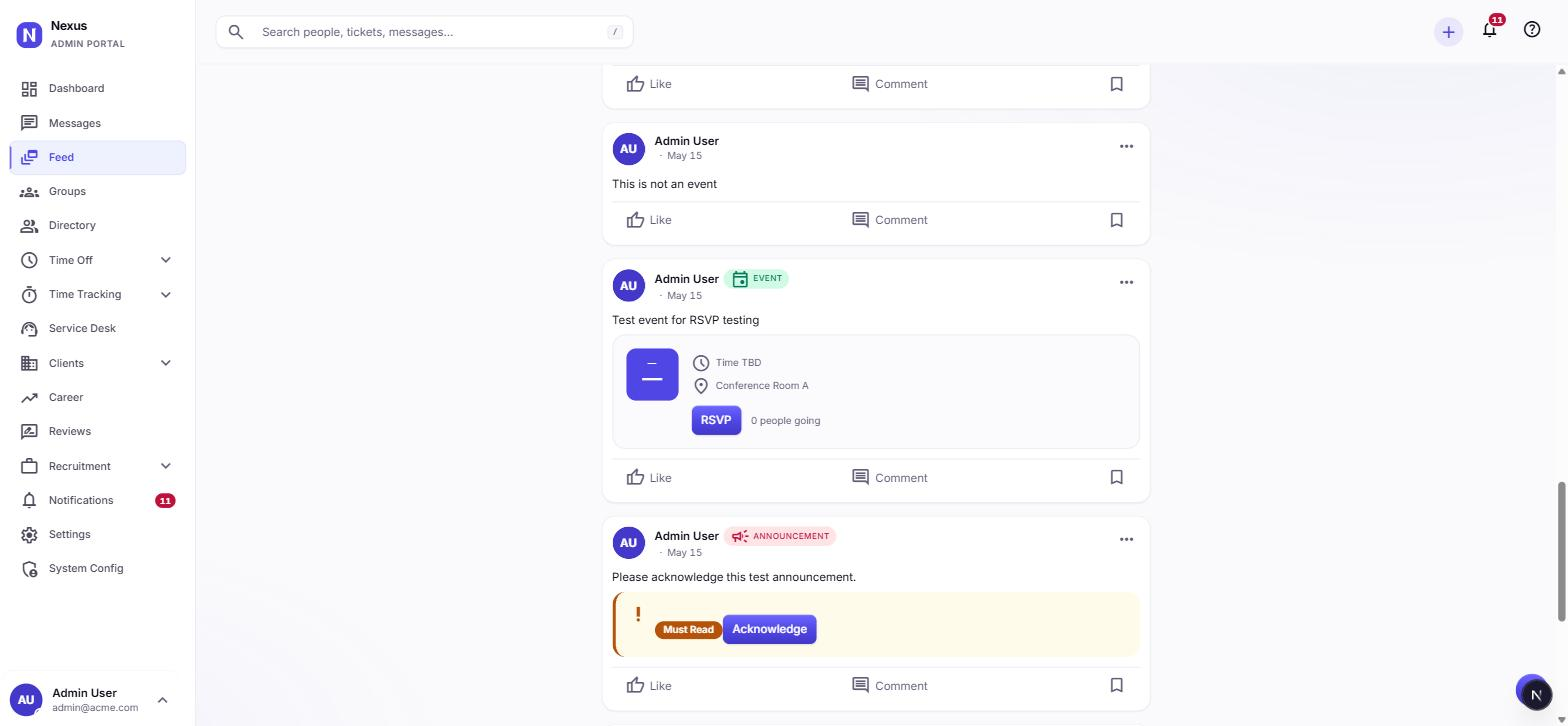 Company feed with mixed post types